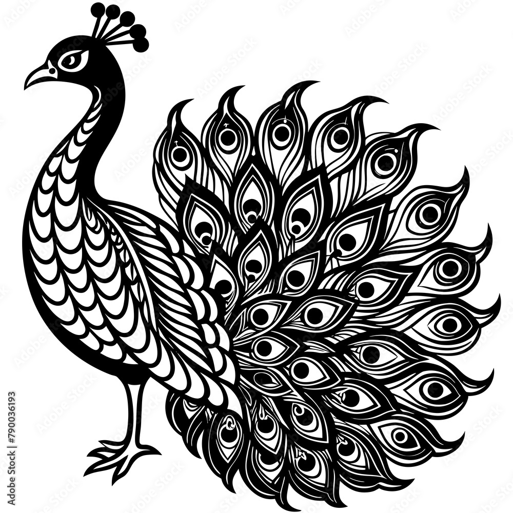 Peacock vector silhouette on white background Peacock vector silhouette on white background
