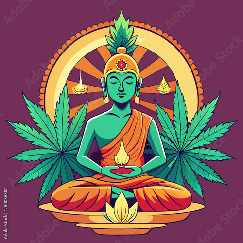 Design of an buddha with marihuana vector illustration 