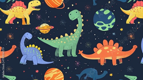 seamless pattern with dinosaur