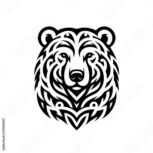 Polar bear in modern tribal tattoo, abstract line art of animals, minimalist contour. Vector
