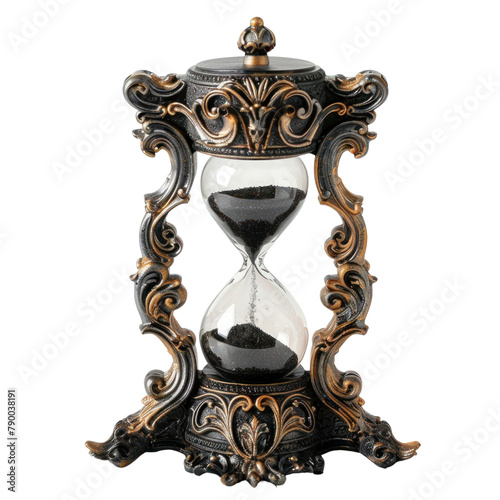 Hourglass of Baroque Art isolated on transparent png.