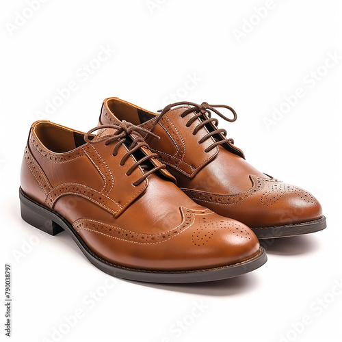 3d photo of leather shoes isolated on white background made with generative ai