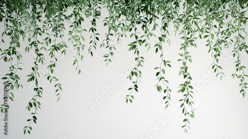 thin stripe of hanging foliage on white background