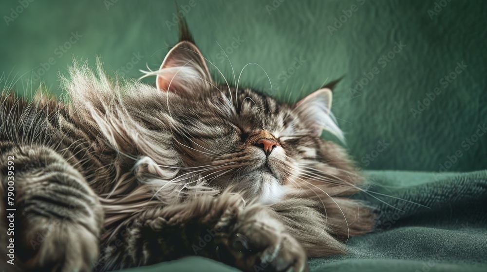 Cute cat sleep om cloud - obrazy, fototapety, plakaty 