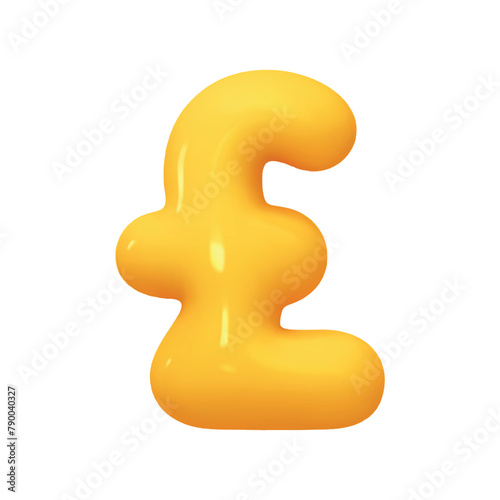 Symbols Pound. Sign yellow color. Realistic 3d design in cartoon balloon style. Isolated on white background. vector illustration