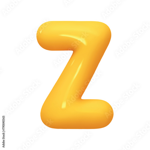 letter Z. letter sign yellow color. Realistic 3d design in cartoon balloon style. Isolated on white background. vector illustration