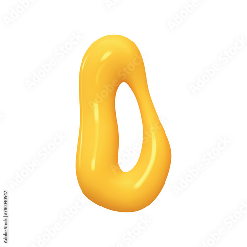 letter O. letter sign yellow color. Realistic 3d design in cartoon liquid paint style. Isolated on white background. vector illustration