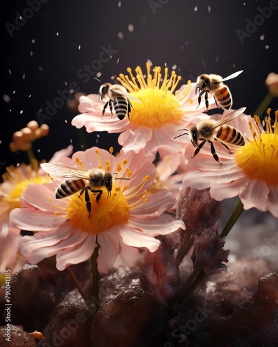 In a bid to understand the language of flowers, a group of bees, equipped with miniature microphones, collected buzzing data from pollenladen blooms © JK_kyoto