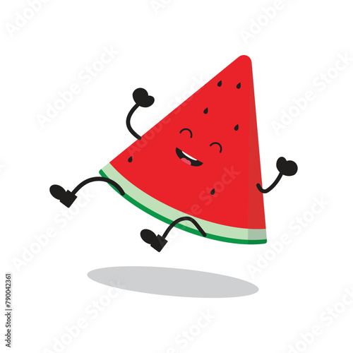 illustration of a watermelon with a happy and cute face