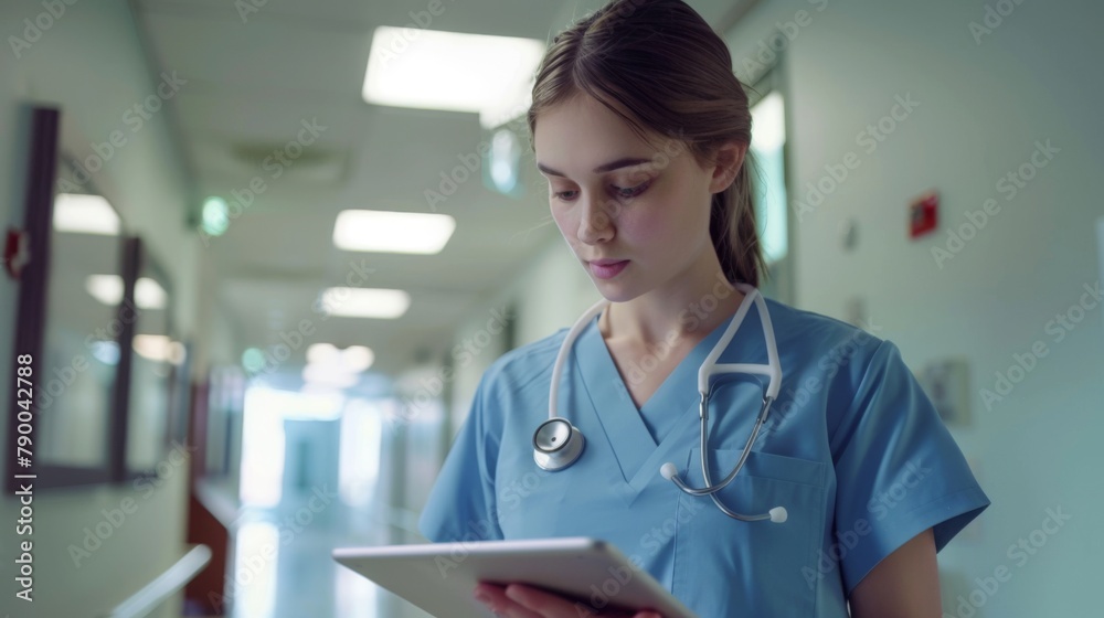 Nurse Reviewing Patient Chart on Tablet Nurse Reviewing Patient Chart on Tablet