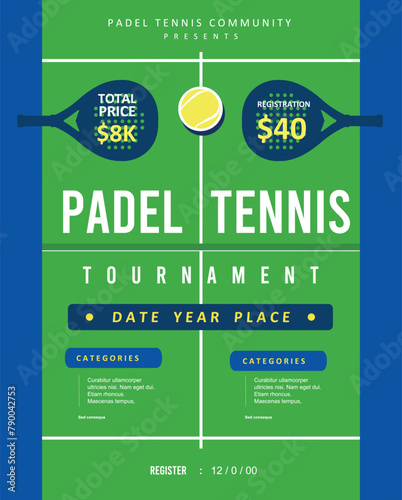 Great attractive simple and memorable paddle tennis poster for your competition and tournament event