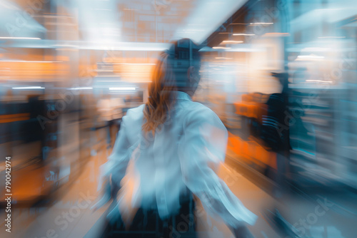 job of personal assistant in action, with a blurred background emphasizing the focus on their role, evoking a sense of reliability and efficiency in their job.