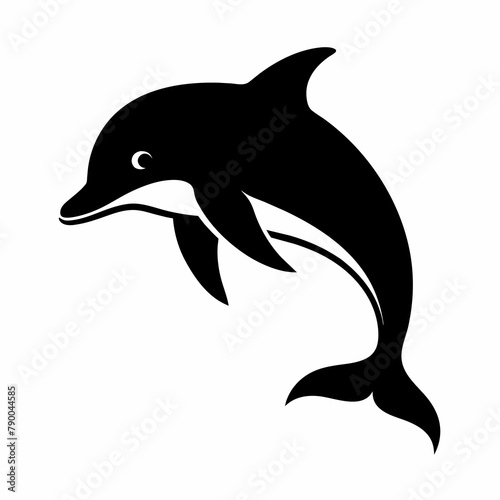 Wallpaper Mural Dolphin jumping Silhouette art logo vector illustration isolated on a white background Torontodigital.ca