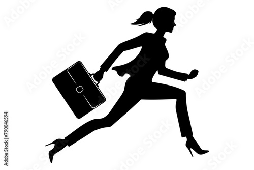 Businesswoman running silhouette. Vector illustration