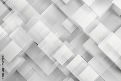 Grey and white glossy squares abstract hi-tech banner design. Futuristic geometric vector background. Beautiful simple AI generated image in 4K, unique.