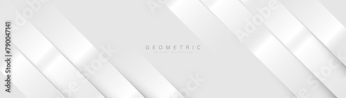 Abstract white geometric diagonal lines background. Modern clean minimal pattern banner. Vector illustration