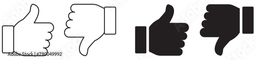 Thumb up and thumb down icon set. Like dislike symbol vector illustration.