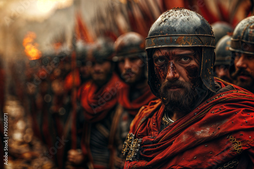 Roman soldiers in formation after battle