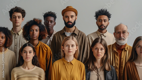 Portrait d'un groupe diversifié de personnes en tenue d'automne  photo