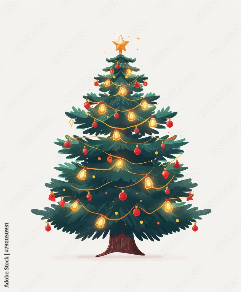 Fototapeta premium Christmas tree art illustration