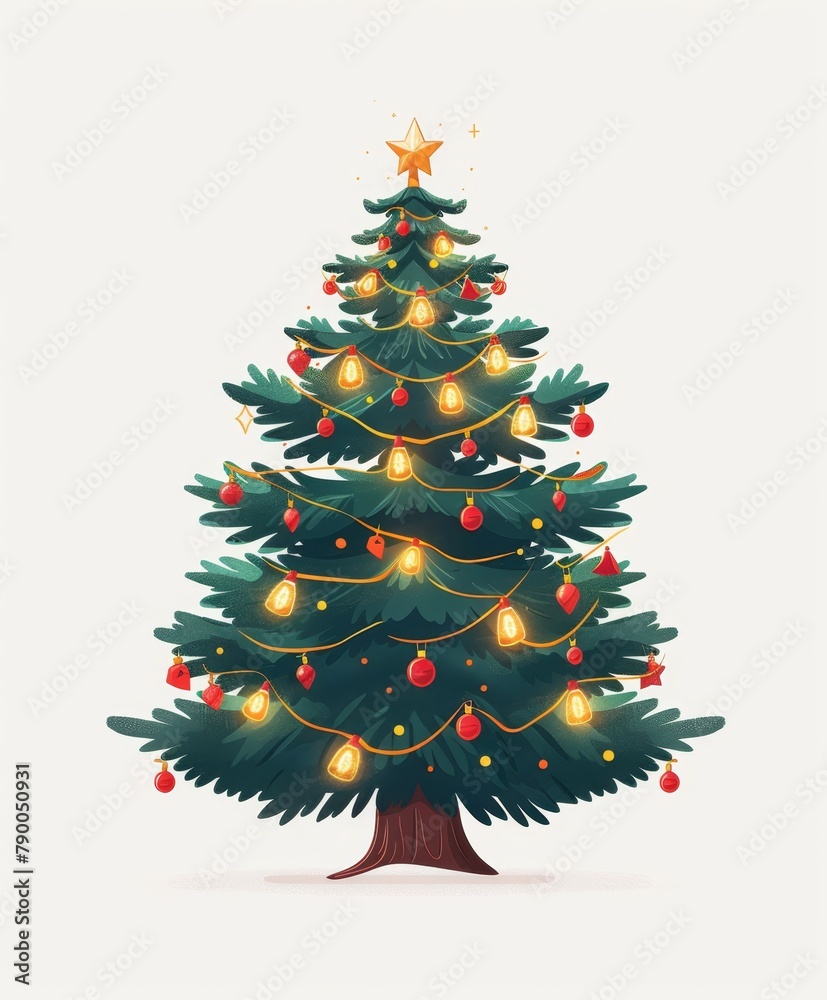 Christmas tree art illustration