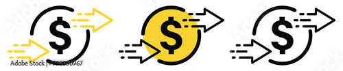 Money transfer icon. cashback sign. dollar symbol design for mobile app, ui, web. vector illustration on transparent background.