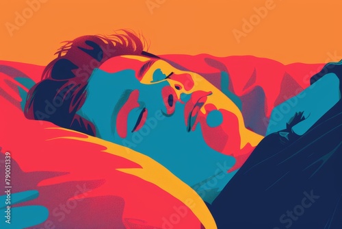 Artistic rendering of a man in repose with vibrant abstract colors, perfect for concepts of rest, relaxation, and modern art.