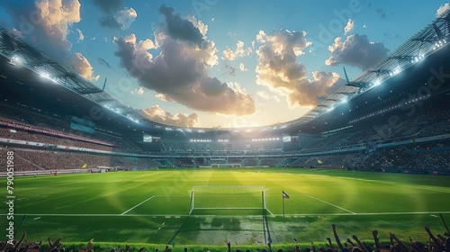 Football stadium, Enjoy a football match, active, sport. Generative AI.