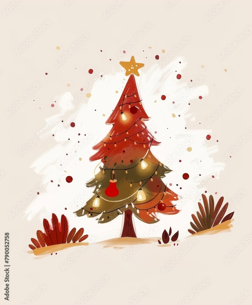 Christmas tree art illustration