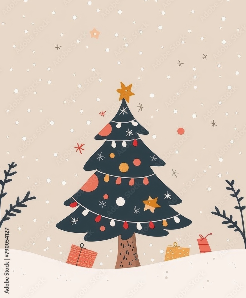 Christmas tree art illustration