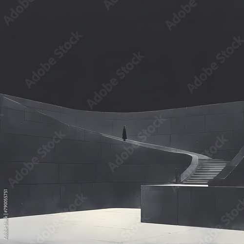A Unique Perspective of a Modern, Avant-Garde Amphitheater with a Striking Design and Ambient Lighting