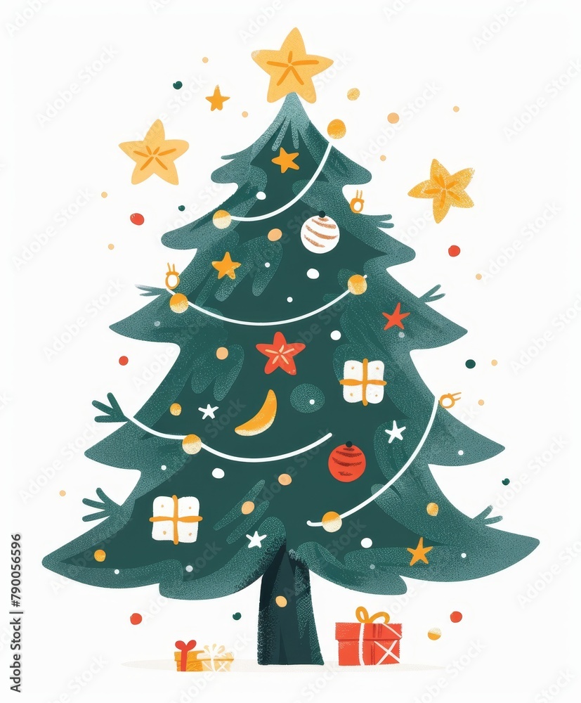Obraz premium Christmas tree art illustration