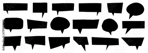 Collection set of blank speech bubbles with rough edges and copy space for text, chat talk communication symbols, round and rectangular vector shapes, poster design elements