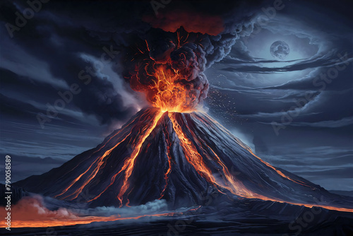 burning volcano