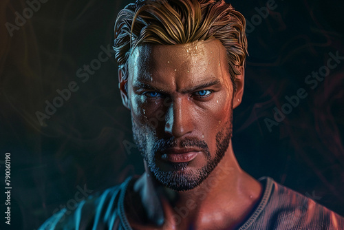 Portrait 3d action figure isolated