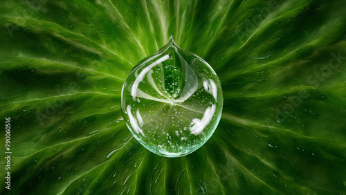 green leaf with water drops