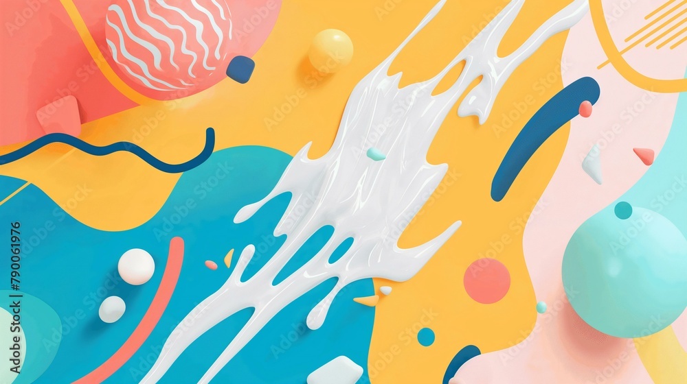 Obraz premium Colorful Abstract Illustration with Dynamic Splashes and Geometric Shapes