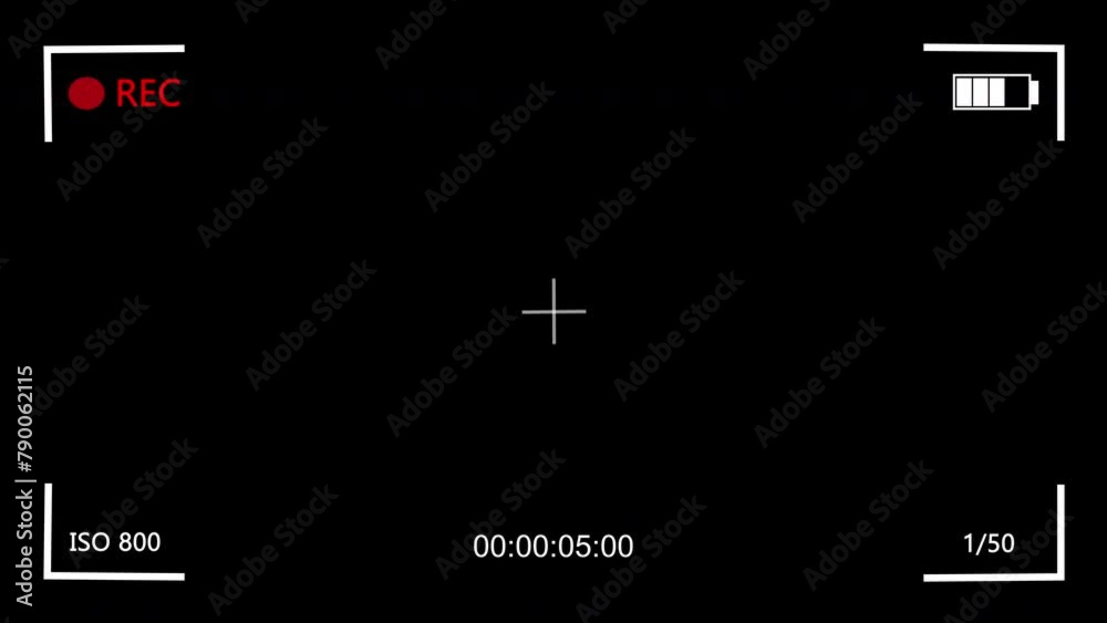 Illustrated frame of the video camera screen in 4k resolution, black background, white text.