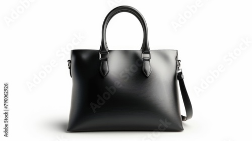 A chic black leather purse with dual straps © 2rogan