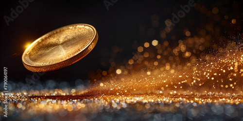 A dynamic image of an empty gold coin being flipped through the air banner  photo