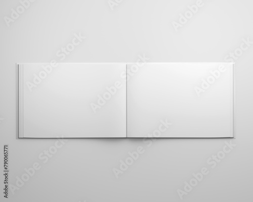 White Landscape Book Mockup, 3D rendered light rectangular book, notebook isolated on a light background