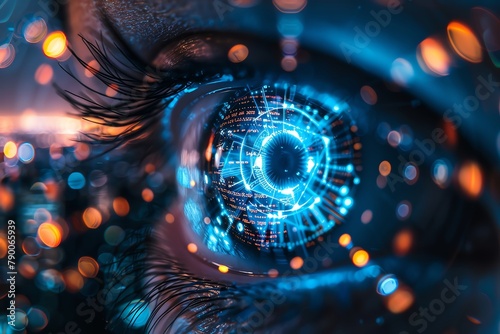The potential for increased surveillance and data privacy concerns in a hyperconnected world, futuristic background photo