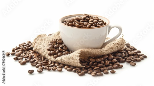 Close-up coffee cup with beans table