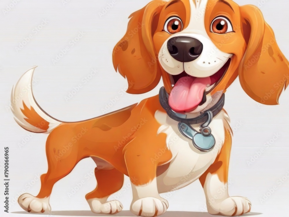 Cheerful dog on a white background. cartoon character