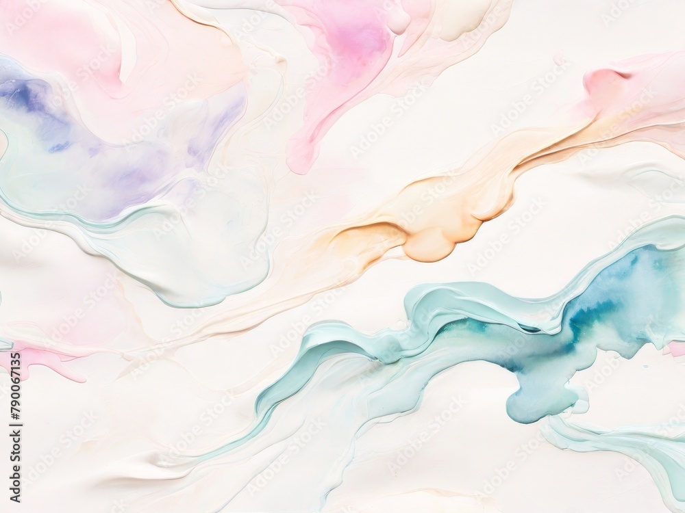 Multi-colored abstract liquid background in soft pastel colors. Watercolor paints