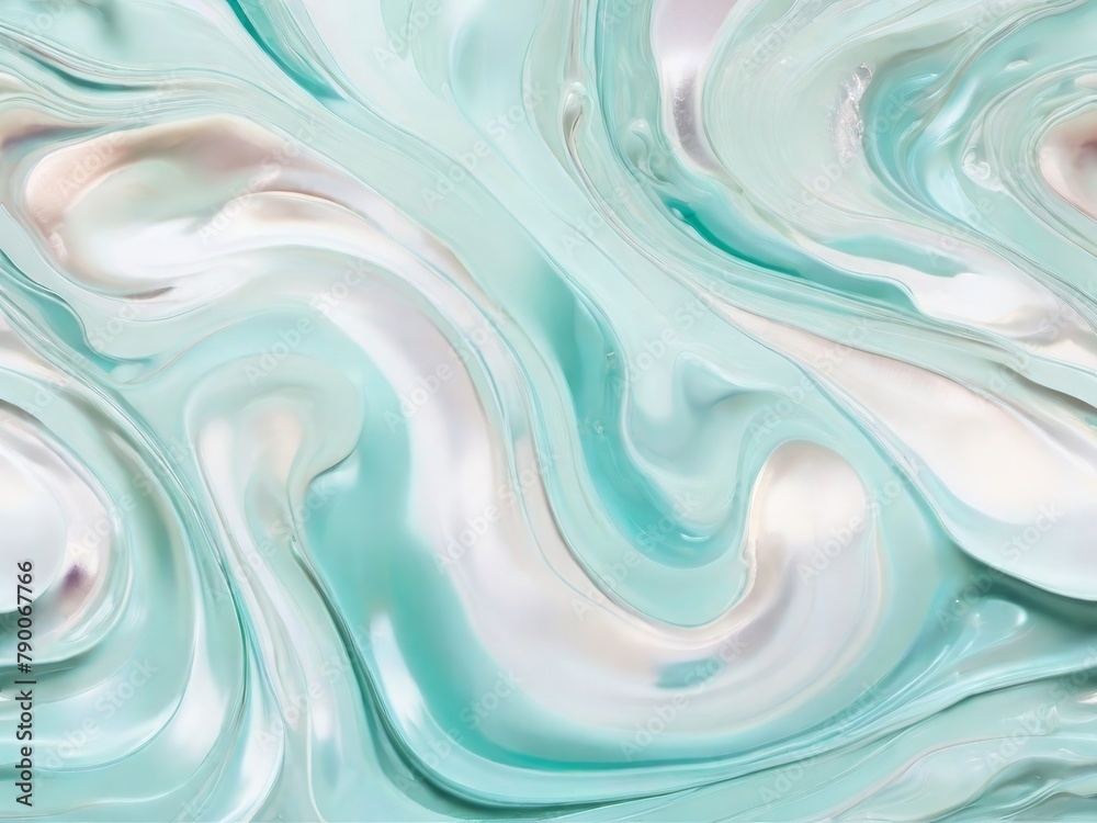Painted background. Abstract emotional art. Modern design element. Liquid acrylic paints in soft green and white.