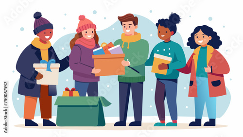 A group of high school students organizing a schoolwide winter clothing drive encouraging their peers to donate and make a difference in their