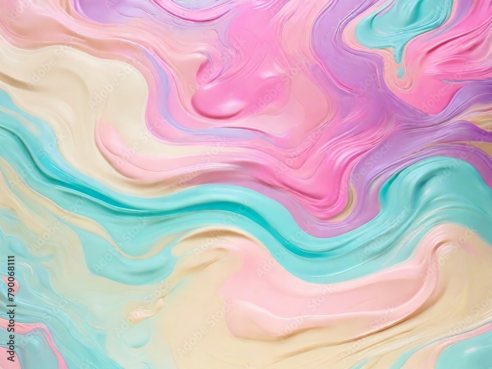 Multi-colored abstract liquid background in soft pastel colors. Watercolor paints