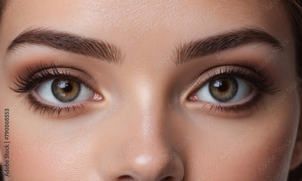 Naklejka premium Close up photo of woman's eyes with natural make up