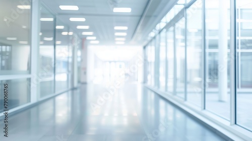 Bright Modern Office Hallway Blurry Background